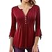 umipubo-mujer-blusa-3-4-manga-camisas-elegante-camisetas-primavera-verano-cuello-en-v-tops-m-vino-rojo