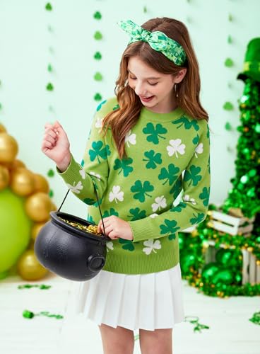Image of Girls Halloween Pattern Knit Sweater Funny Pullover Y2K 6-14 Years