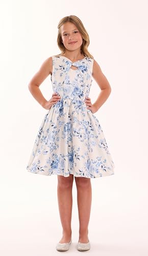 Bonnie Jean Girls Size 4-16 Blue Ivory Toile Mikado Dress4