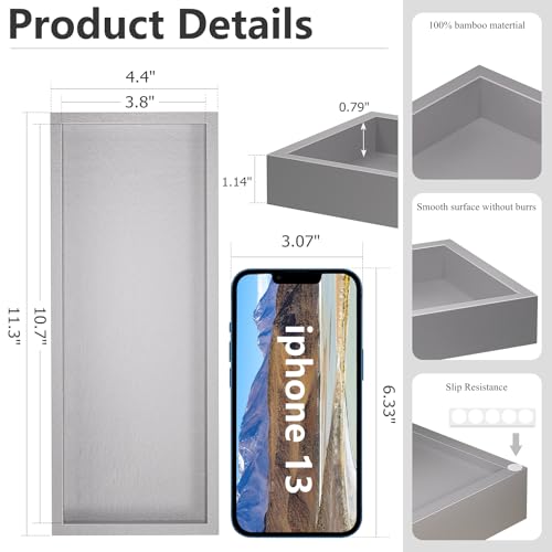 Image of ZHWS Bathroom Vanity Tray for Toilet Tank, Perfume, Jewelry, Candle, Makeup, Decorative Tray, Kitchen Tray Counter Organizer for Soap Dispenser, Coffee Table Silver 11.3 inchL x 4.4 inchW x 1.14 inchH