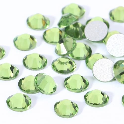 Image of Novani Crystal Rhinestones, Flatback Loose Gemstones 288pcs Glass Rhinestones for Clothes Shoes Crafts Makeup Nail Art and DIY Decorations(SS30, Light Green)