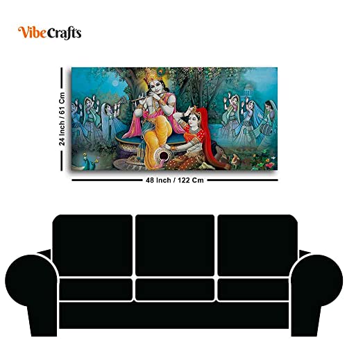 Image of VIBECRAFTS Canvas Paintings for Living Room Drawing Room Hindu Radha Krishna Canvas Wall Painting Fitted With Wooden Frame For Home | Office | Living Room | Gift (PTVCH 2494)