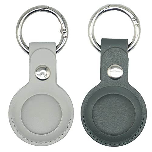 Airtags-Schutzhülle, Airtag-Schlüsselanhänger, Airtag-Lederhülle, Airtags-Halter, Anti-Verlust-Hülle, Bluetooth-Tracker-Schutzhülle für Airtags (2 Stück, grün + grau) Cover