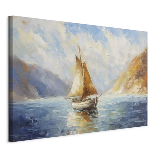murando – Acoustic Canvas Wall Art Abstraction 40x60 cm/16x27 1 piece – Picture With Acoustic Foam Sound Absorption Print Image Artwork Room Acoustics Soundproofing - Sea Boat Sky c-B-10169-b-a