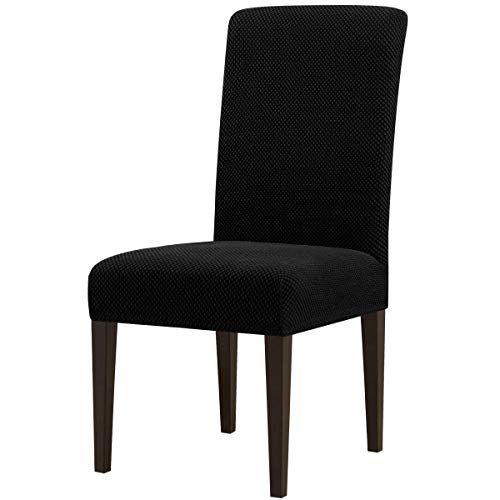 subrtex Dining Room Chair Slipcovers Parsons Chair Covers Sets Stretch Dining Chair Covers Removable Kitchen Chair Covers Chair Protector Covers for Dining Room,Restaurant,Hotel(4,Black)