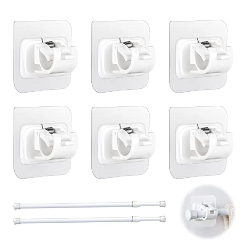 SDwfxd 6 Stück Gardinenstange Ohne Bohren + 2 Stk Teleskopstange...