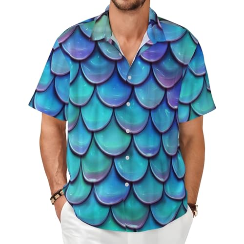 Chemise à manches courtes sirène bleu sarcelle idéale pour vos soirées d'été et la plage