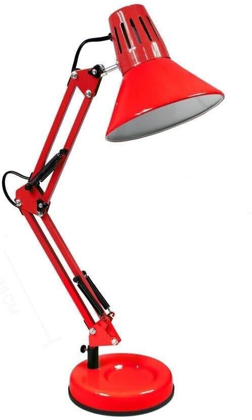 TEKHOME Lampada da Scrivania Orientabile E27 in Metallo – Lampada da Tavolo Moderna con Braccio Regolabile, Base Stabile, per Studio, Ufficio, Cameretta (Lampadina Non Inclusa) D11 (ROSSO)