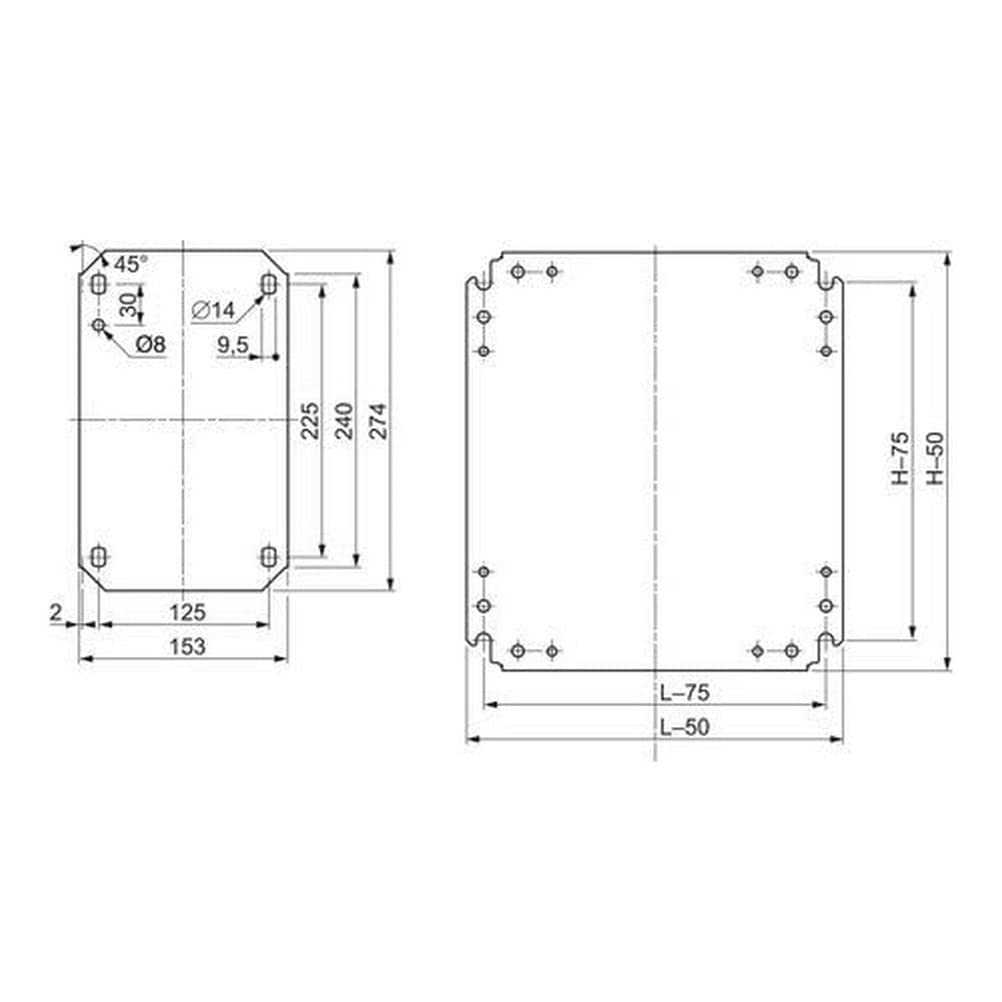 Placa de montage métallique 400x800 mm pour optimiser l'armoire de commande