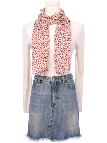 Women's Leopard Printed Chiffon Scarves, Square/Long Lightweight Soft Sheer Neck Scarf for All Season2