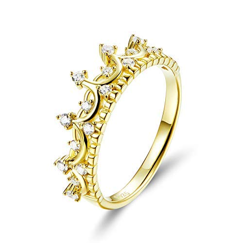925 Sterling Silver Princess Crown Gold Color Crown Rings for Women Wedding Ring Jewelry