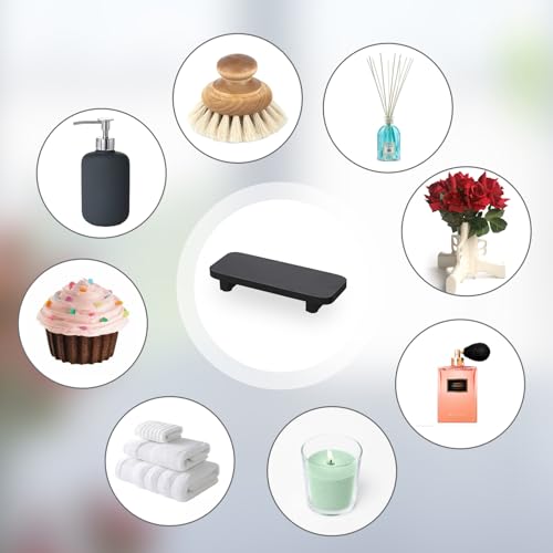 OGANAZI Badezimmer Deko Holztablett Klein Servierplatte mit Füssen Schwarz Rechteckig Kosmetiktablett Schmuckteller Schmuckschale Tischtablett für Schminktisch, Toilettentisch, Waschtisch, Spüle