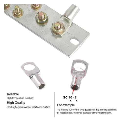 Terminales de cable de cobre SC95-8 para batería con conector de anillo y termorretráctil 5