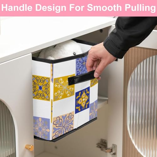 Boîte de rangement pliable géométrique avec poignées solides - 7