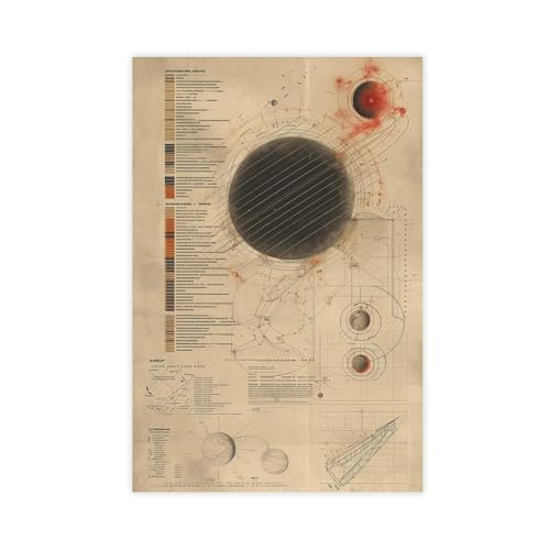 BFTIUTG Lienzo retro de ciencia ficción celestial, póster decorativo para pared, cuadros para decoración de sala de estar, dormitorio, 20 x 30 cm