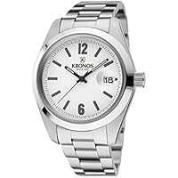 KRONOS - Elegance White 968.8.35 - Reloj de Caballero de Cuarzo, Brazalete de Acero, Color Esfera: Plateada