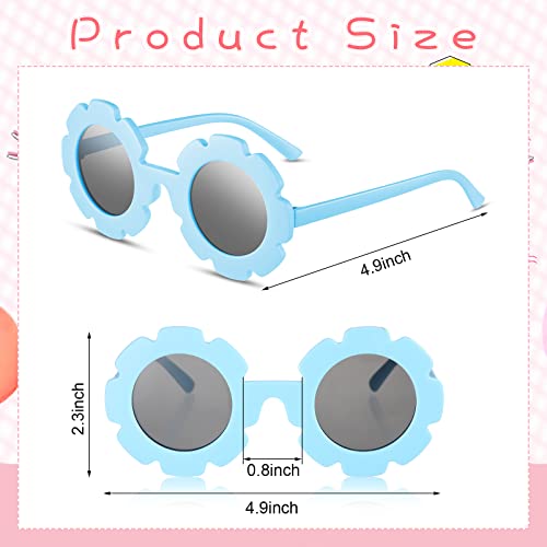 Frienda 6 Pieces Kids Round Flower Sunglasses Girls Daisy Flower Glasses for Baby Toddler Cute Outdoor Beach Eyewear2