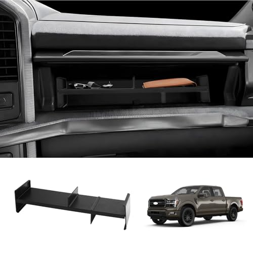 Image of LUWU Glove Box Organizer Compatible with 2021-2025 2026 Ford F150 Accessories Passenger Side Storage Divider Partition Insert Box Glove Storage Compartment Organizer Tray ABS Materials