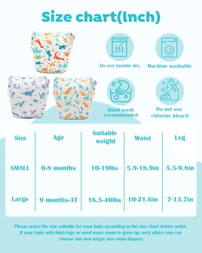 Image of ALVABABY Large Cloth Swim Diaper 3pcs Baby /Toddler /Infant Snap Reusable Adjustable Swimming Diaper Baby Boy and Girl 3ZSWY79