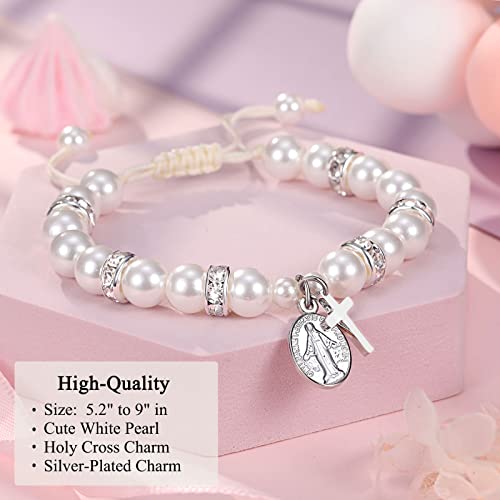 UNGENT THEM Rosary Cross Bracelet First Communion Gifts for Girls Teens3