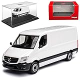Das Fahrzeug ist ca 7 cm lang herpa Mercedes-Benz Sprinter II Kasten Transporter Weiss NCV 3 W906 Modell 2006-2018 Version Ab Facelift 2013 Kit Bausatz mit Sockel und Vitrine H0 1/87 Modell Auto