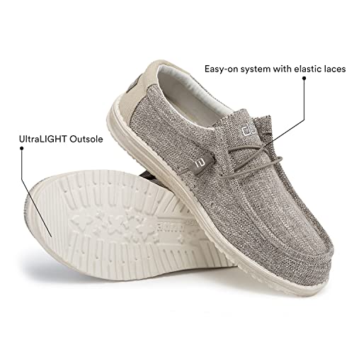 Hey Dude Men's Wally Woven Beige Size 10 | Men’s Shoes | Men's Lace Up Loafers | Comfortable & Light-Weight #TOP3