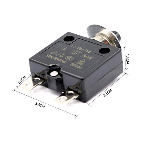 Zookoto 5Pcs 125-250V Ac 50V Dc Push Button L1 Series Manual Reset Thermal Circuit Breaker 15A #TOP3