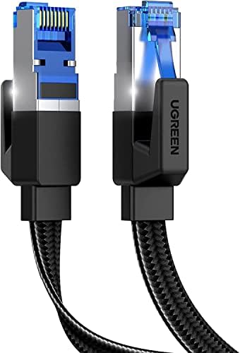 UGREEN Cat 8 Ethernet Cable 1M, Flat Braided High Speed 40Gbps 2000MHz