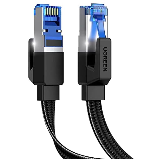 UGREEN Cat8 Ethernet Kabel Platt Flätad RJ45 Nätverkskabel Höghastighets 40Gbps 2000MHz Lan Kabel Cat8 Kabel Kompatibel med Cat7 Cat6 Patchkabel för PS5, PS4, Sky Box, WiFi Förlängare, Smart TV, Switch, Modem, Router. (3M)