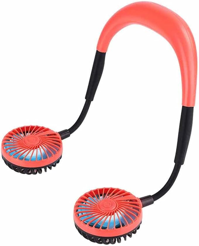 Portable Hanging Neck Folding Fan USB Rechargeable Fan 3 Speed Handheld Desktop Cooling Fan with Colorful Night Light (Color : D) (A)