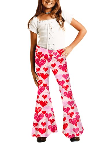 Image of Deerose Girls Halloween Hippie Bell Bottom Pants High Waist Flare Pants 5-14 Years