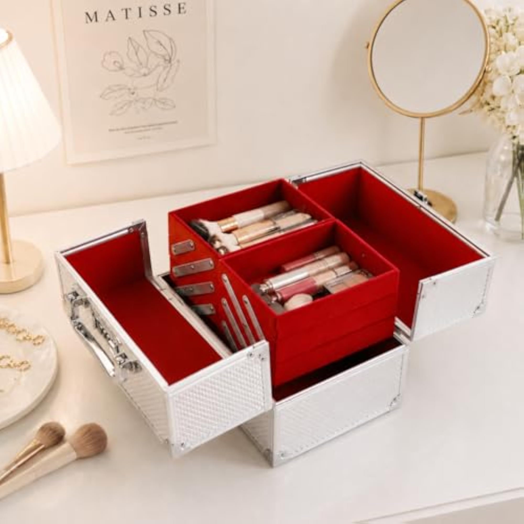 Makeup Vanity Box for Women, Professional Cosmetic Organizer Case