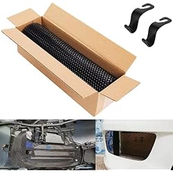 Rejilla de Coche de automóvil de 100 * 33 cm, Rejilla Central Universal Malla Rejilla de Aleación de Aluminio,forma de rombo de 3 x 6 mm + 2 ganchos para asiento (negro)