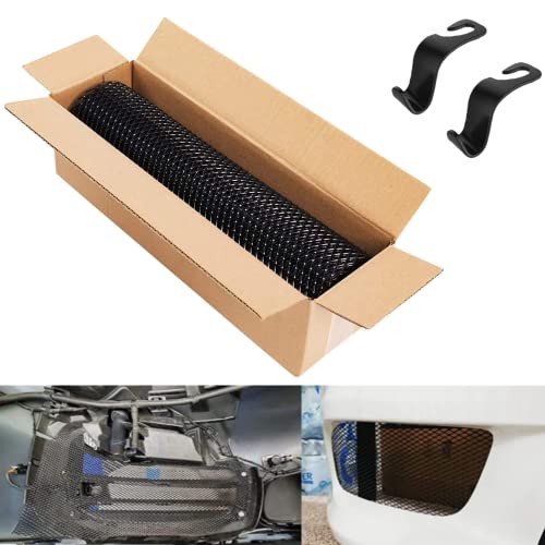 Rejilla de Coche de automóvil de 100 * 33 cm, Rejilla Central Universal Malla Rejilla de Aleación de Aluminio,forma de rombo de 3 x 6 mm + 2 ganchos para asiento (negro)