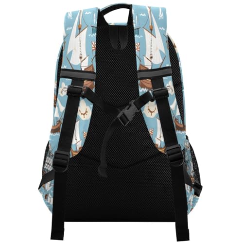 ALAZA Pirate Ship Ocean Blue Backpack School Bag Daypack Bookbag Casual Travel Laptop Bags for Middle High School Teen Boys Girls2