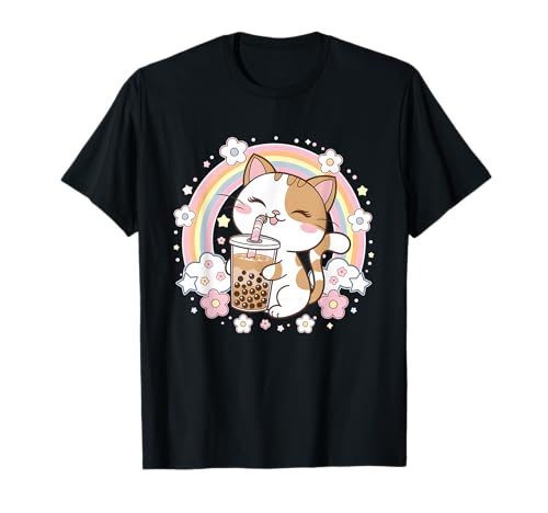 Lindo gato Bubble Tea Kawaii Boba Lover Camiseta