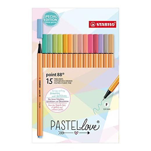 Rotulador punta fina STABILO point 88 - Estuche PASTELlove con 15 colores
