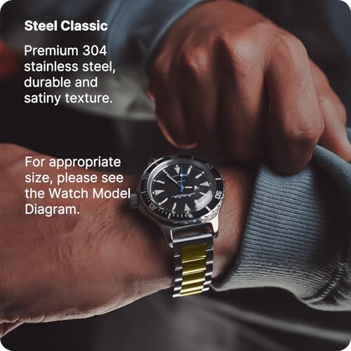 Image of Fullmosa 20mm Stainless Steel Watch Band, Quick Release Metal Replacement Strap with Removable Links, Includes Spring Bars & Link Removal Tool for Men Women (Silver+Golden)