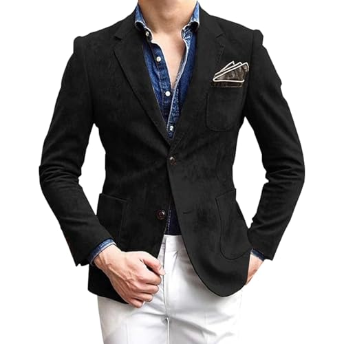 Blazers for Men Vintage Two Button Notched Lapel Sports Coat with Pocket Slim Suit Jackets for Wedding Dinner Party