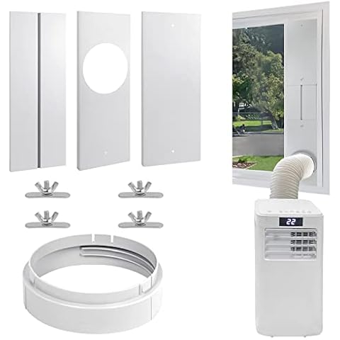 Portable Air Conditioner Sliding Door Vent Kit, Universal Balcony Sliding Door Seal Plate for Portable AC,Max Adjustable Length to 90 Inch PVC for Sliding Window,Suit for 5.9 Inch Exhaust Hose Cover