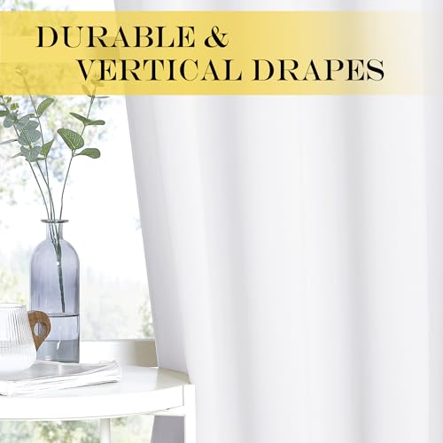NICETOWN White Room Darkening Curtain 63 inches Long for Living Room - Grommet Solid Thermal Insulated Grommet Light Blocking Window Treatment for Bedroom (1 Panel, W46 x L63)