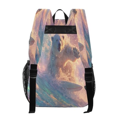 Polar Bear Surf Clear Backpack Heavy Duty See Through Transparent PVC BookBag for Kids Boy Girl School Work3