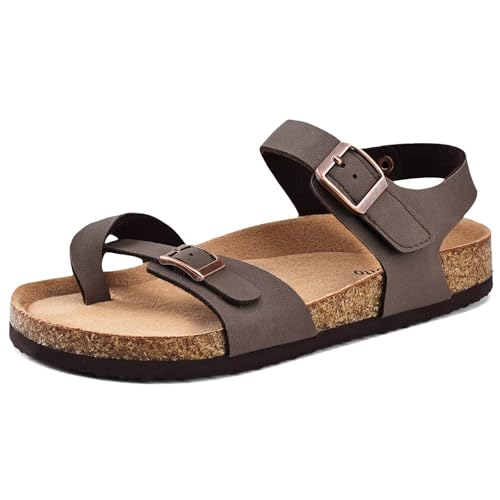 Image of Torotto Girls Boys Sandals with Cork Footbed Adjustable Buckle Summer Slides Flip Flops Open Toes Flat for Kids Toddler