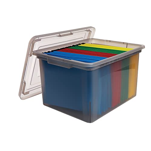 STAPLES Letter/Legal File Box, Translucent Smoke