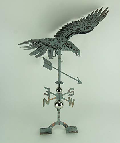 Things2Die4 Verdigris Patina Metal Flying Eagle Weather Vane With Roof Mount #TOP1