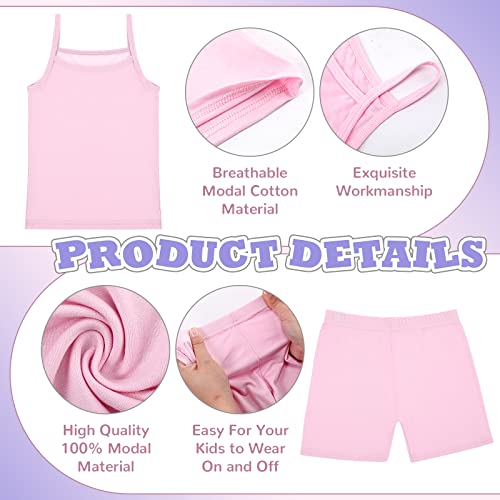 Image of Hercicy 8 Packs Toddler Tank Tops Girls and Dance Shorts Toddler Sleeveless Strap Crop Gymnastics Yoga Shorts for Ballet