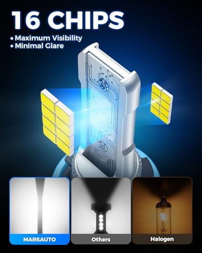Image of Marsauto H11 /H8 LED Fog Light Bulb, 10000 Lumens 6000K White Super Bright & Compact H16 /H8 /H11 LED Bulb, 1:1 Mini Size Plug and Play Fog Lights, Side Marker & Parking Light Combos, Pack of 2
