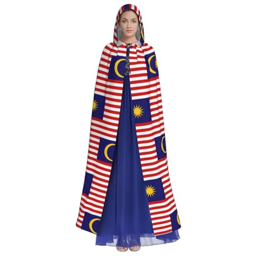 Cape médiévale drapeau Malaisie 140cm avec grande capuche pour cosplay - 3