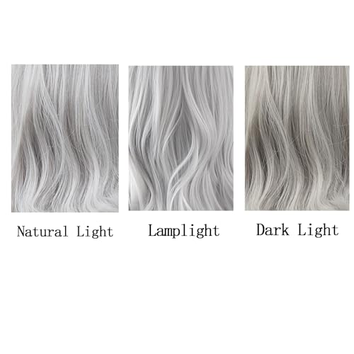 Image of MapofBeauty 24 Inch Long Wavy Side Bangs Anime Cosplay Wig, Silver Grey | 60 cm Synthetic Fiber Wig, Women, Charming, Party