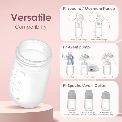 Image of Maymom Wide Neck Breastmilk Collection n Storage Bottle 5.4 oz; Re-markable SureSeal Disc. Fits Spectra S2 Spectra S1 9 Plus.